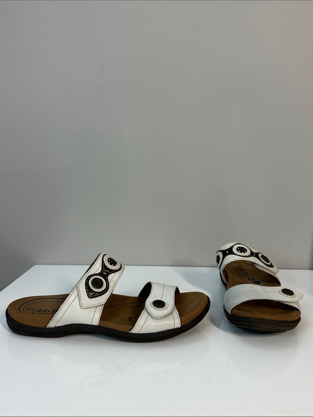 Cobb Hill by New Balance White Leather Sandals Revlite Size 9 Summer Bohemian